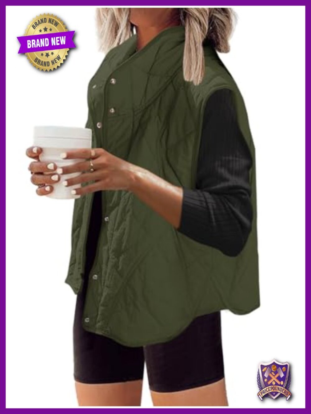 Quilted Puffer Vest Lightweight Padded Stand Collar Sleeveless